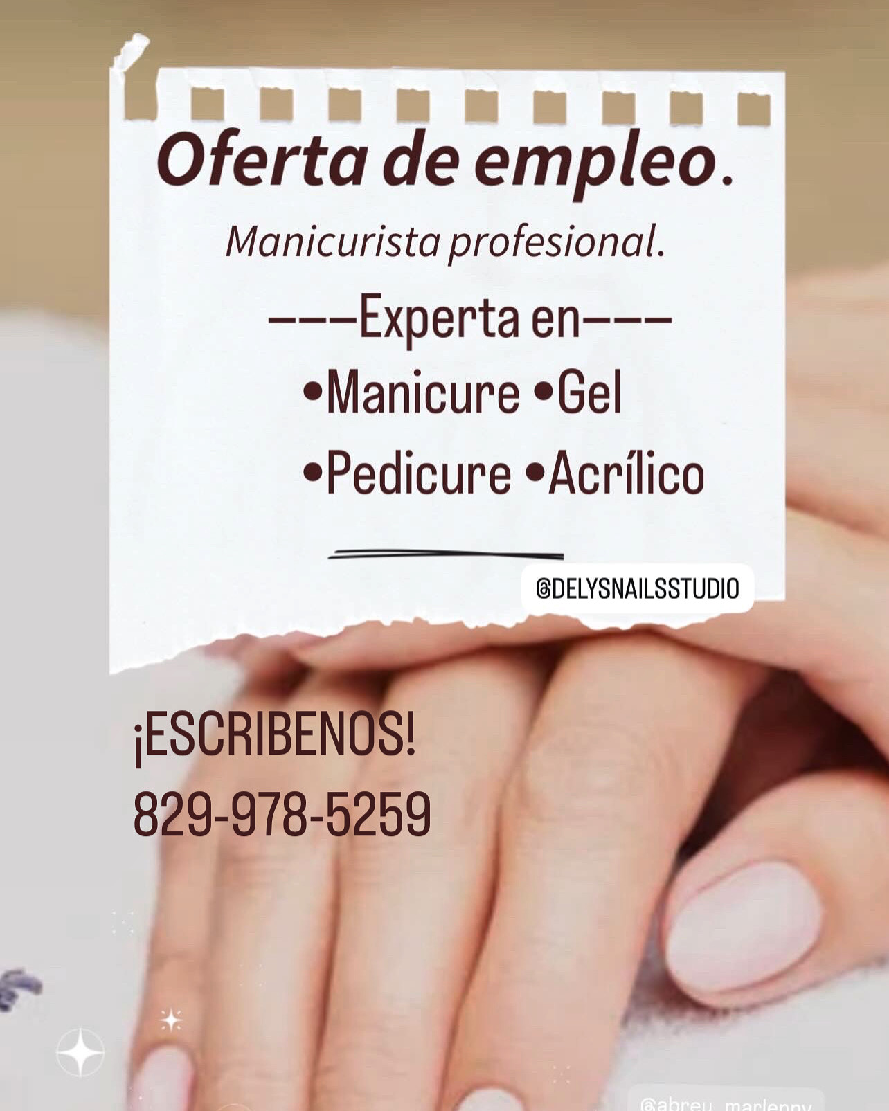 empleos disponibles - Manicurista completa, con dominio de técnicas.  3