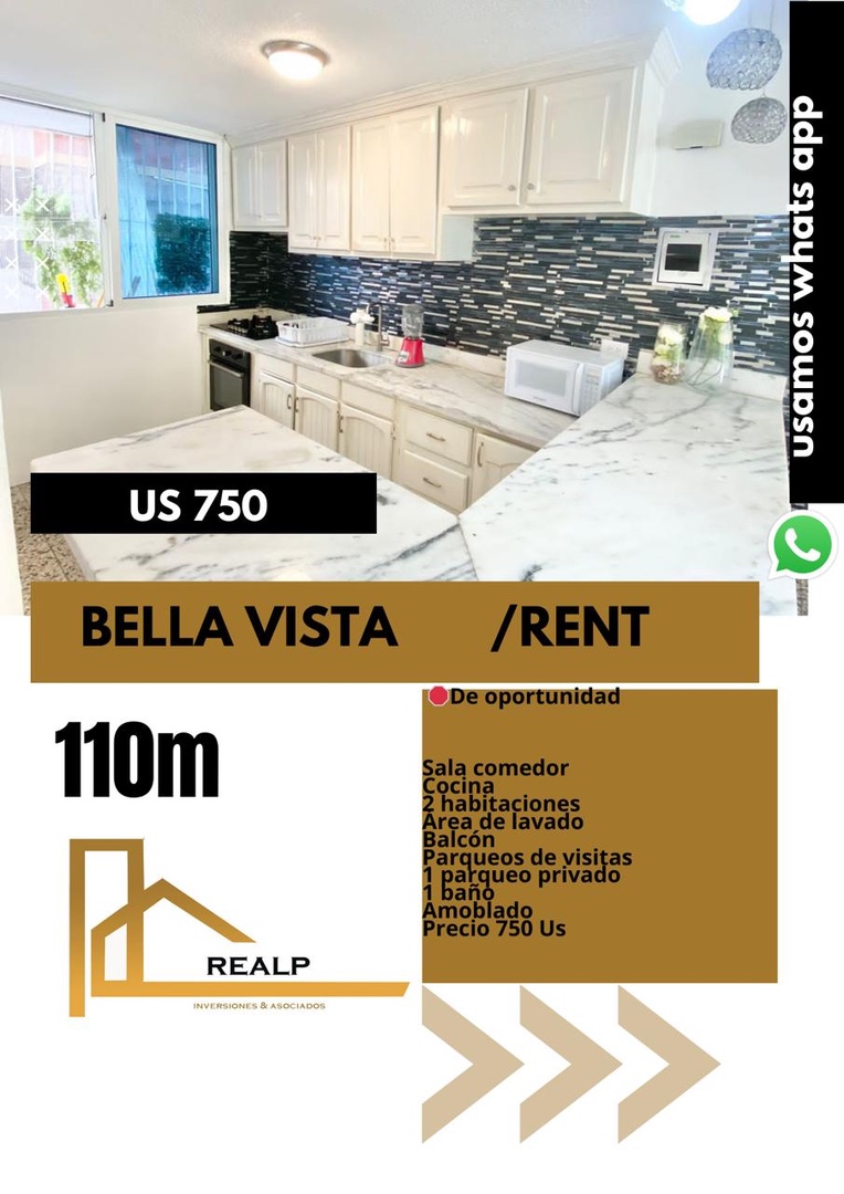 apartamentos - Apto bella vista  2 hab amoblado 