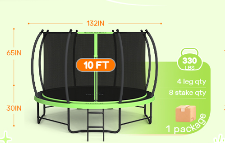 deportes - Trampolín recreativo 10 pies, con escalera. 2