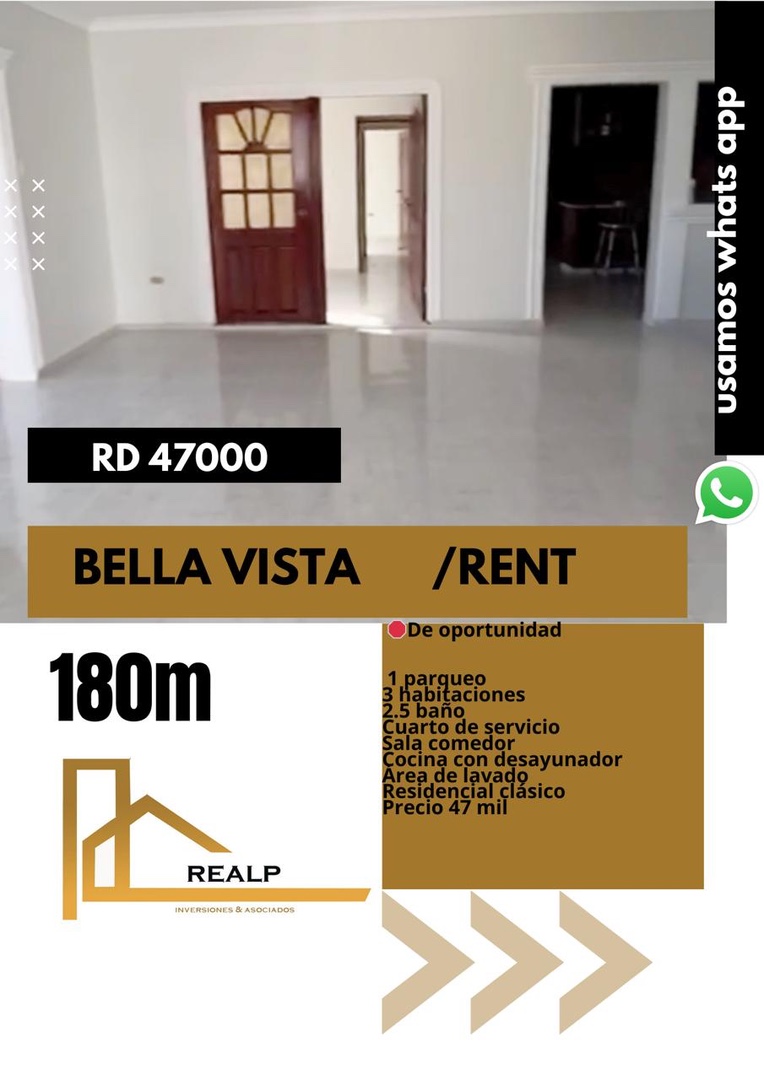 apartamentos - Apto de 3 hab vacío bella vista 0