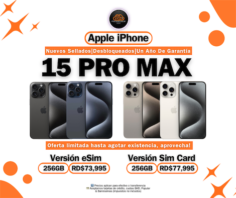 celulares y tabletas - iPhone 15 Pro Max 256GB eSIM & Sim Card Nuevos Sellados 