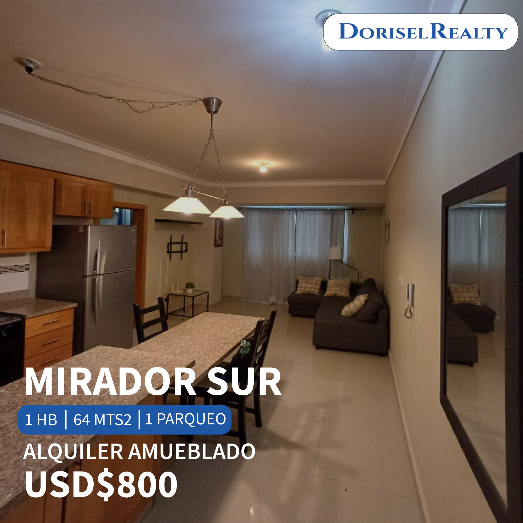 apartamentos - ALQUILER DE APARTAMENTO AMUEBLADO EN MIRADOR SUR