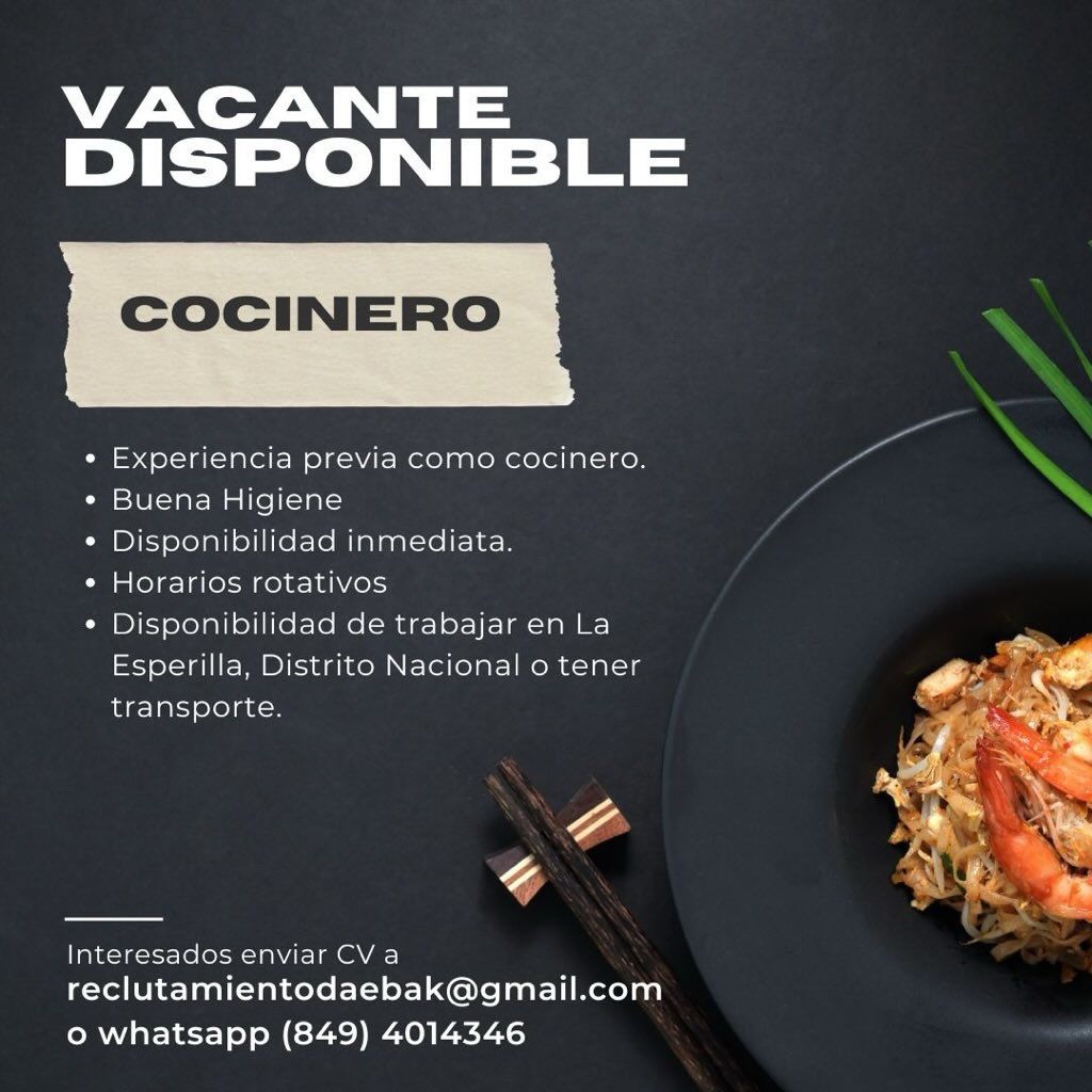 empleos disponibles - Cocinero