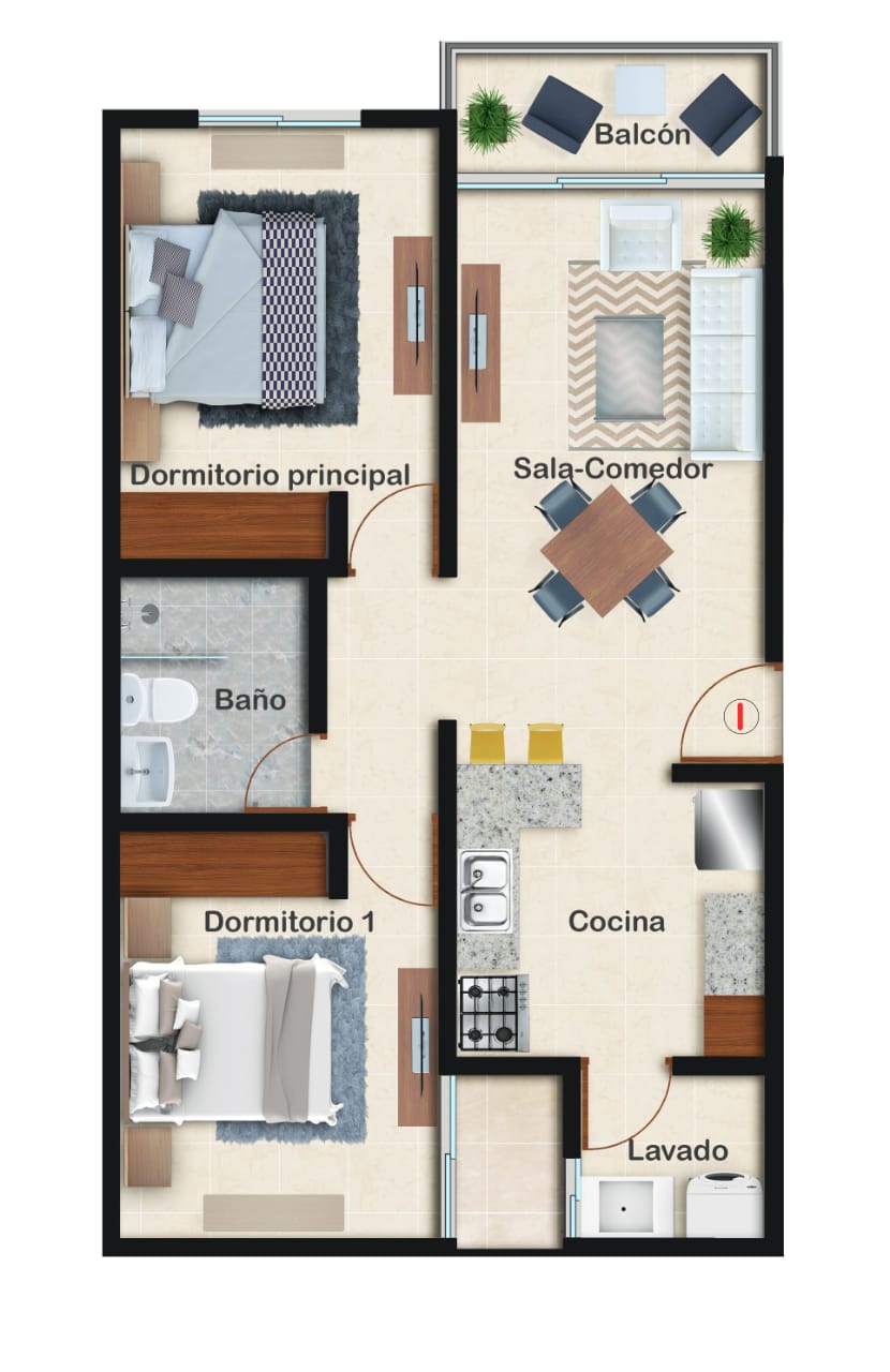 apartamentos - Apartamento en Bella Vista de 2 habitaciones nuevo 1