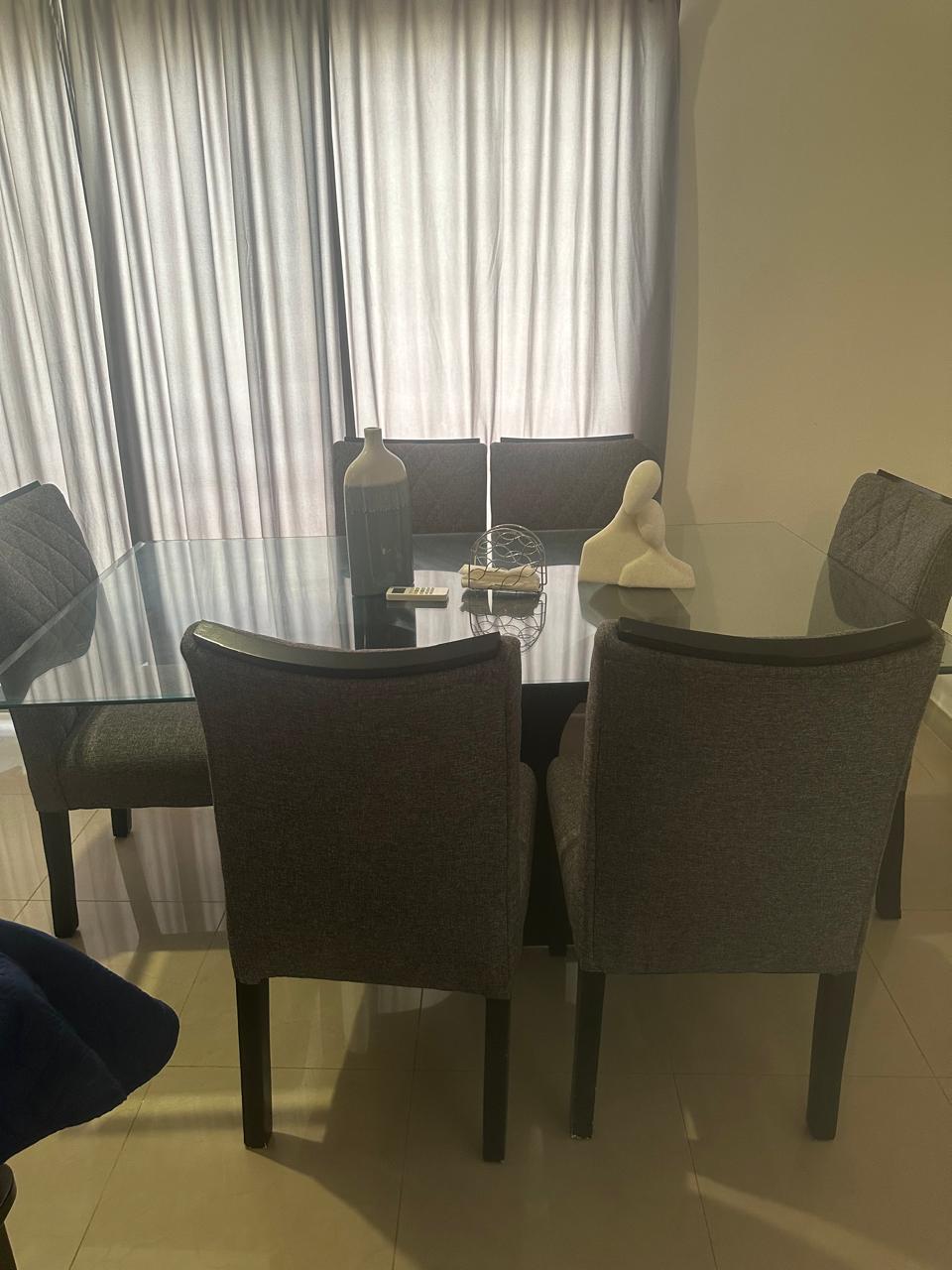 muebles y colchones - COMEDOR DE 6 SILLAS EN TOPE DE CRISTAL 0