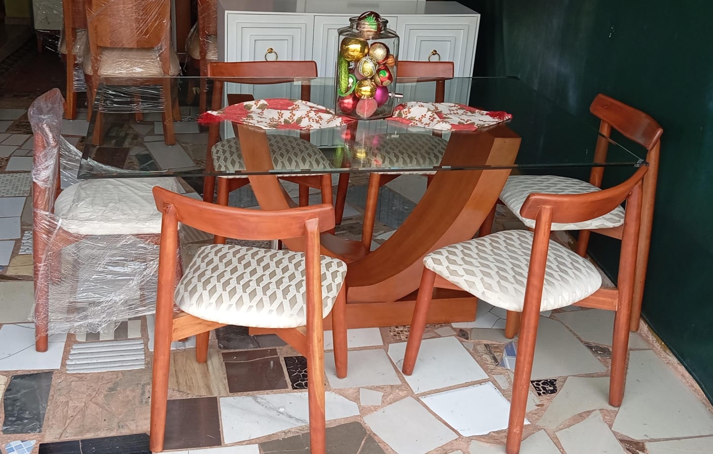 muebles y colchones - Juego de comedor caoba 6 sillas moderno 1