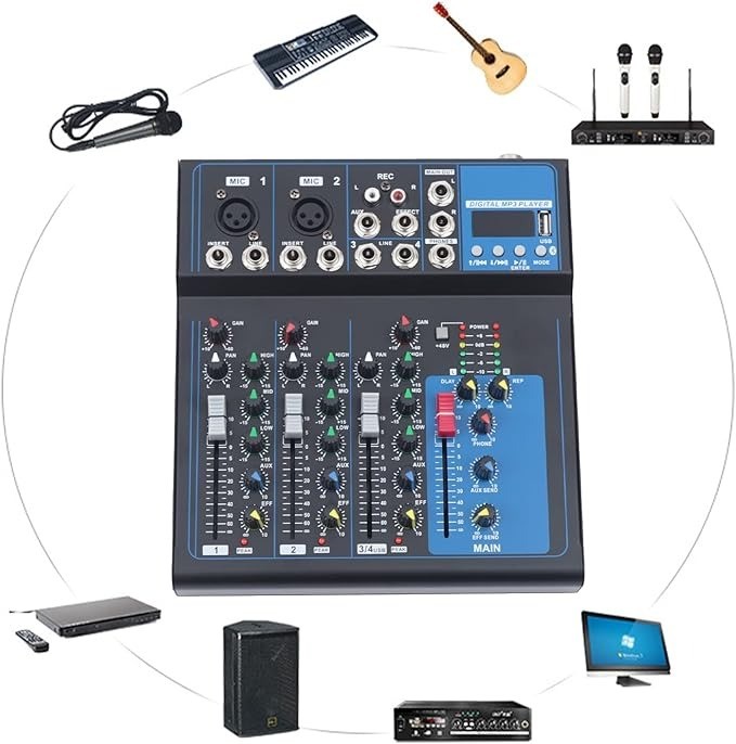 camaras y audio - MEZCLADOR DE SONIDO MIXER 4 CANALES SQ-04