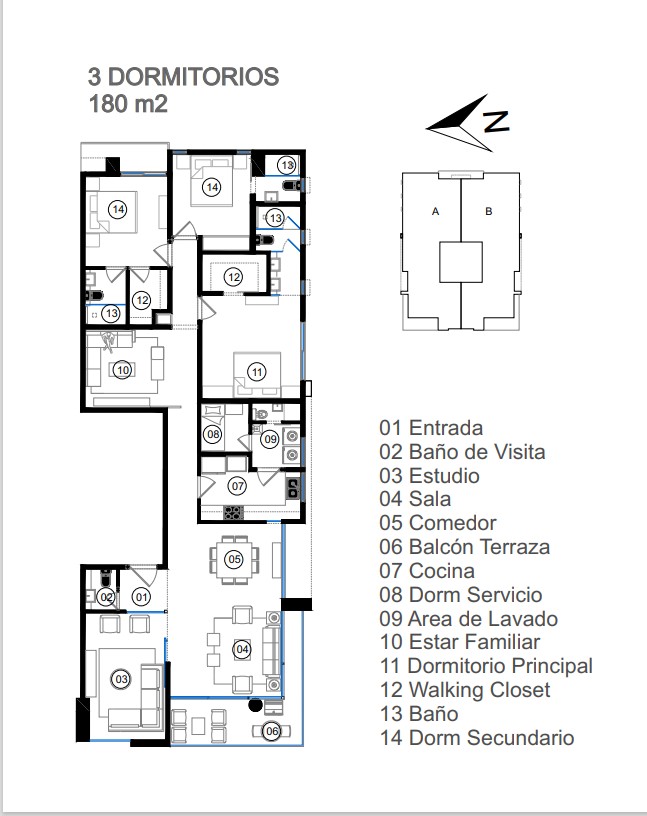 apartamentos - Proyecto de aptos  familiar  Mirador Sur 
180 mts. 3 hab estudio, Estar familiar 1