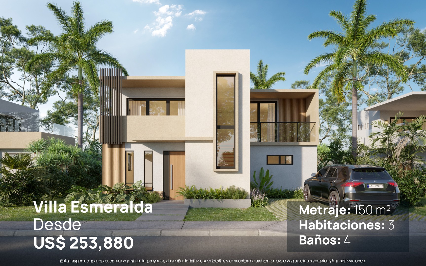 casas vacacionales y villas - Punta Cana, Hermosa Villa, Proyecto Nuevo, 3 Hab, 4 baños, 2 niveles, 2 parqueos
