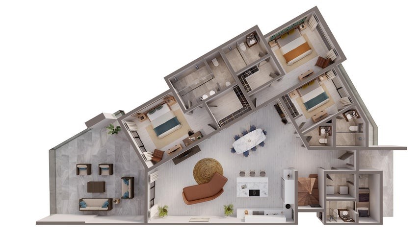 apartamentos - Proyecto en venta Punta Cana #22-2409 tres dormitorios, balcón, frente al mar.
 6