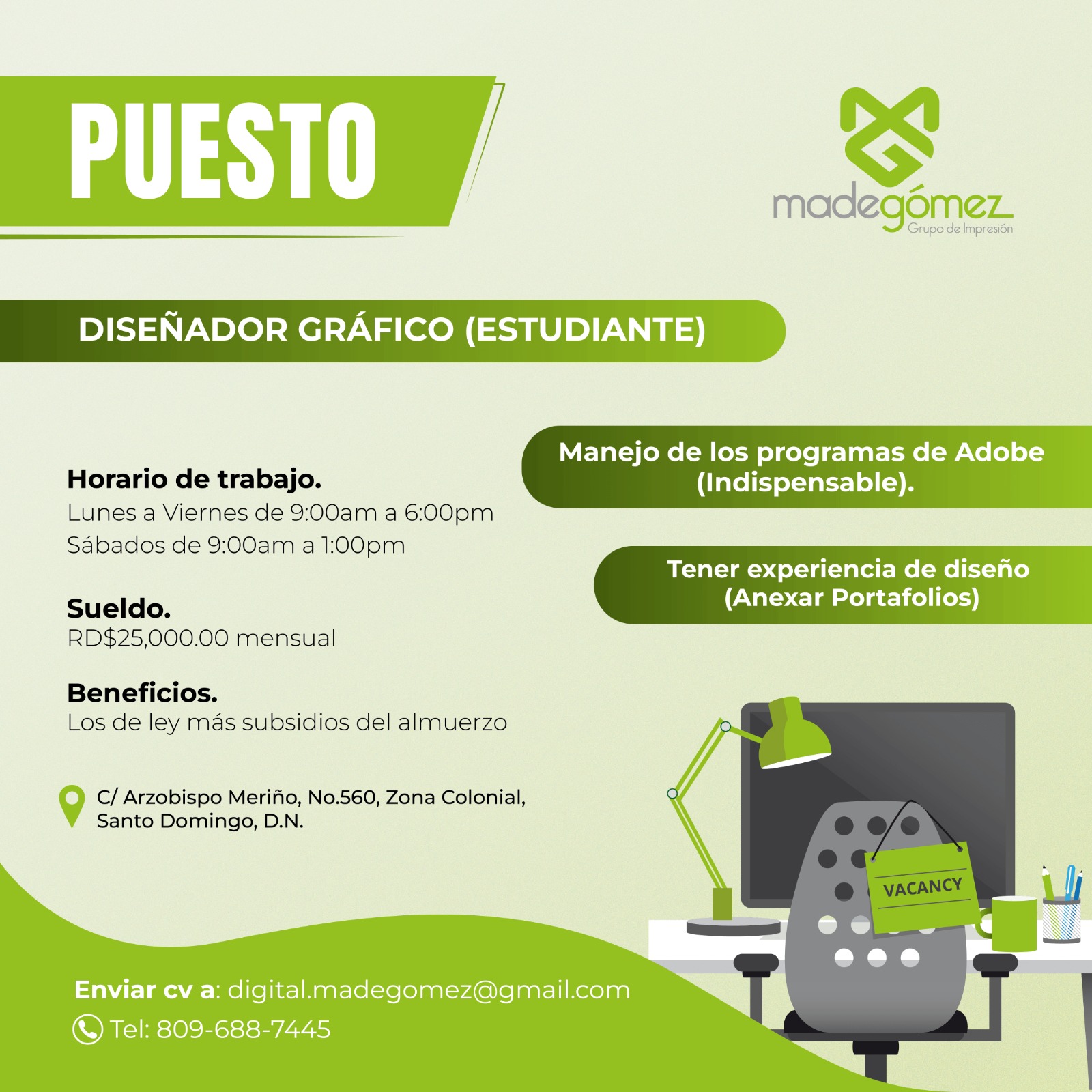 empleos disponibles - Diseño Gráfico (Estudiante)