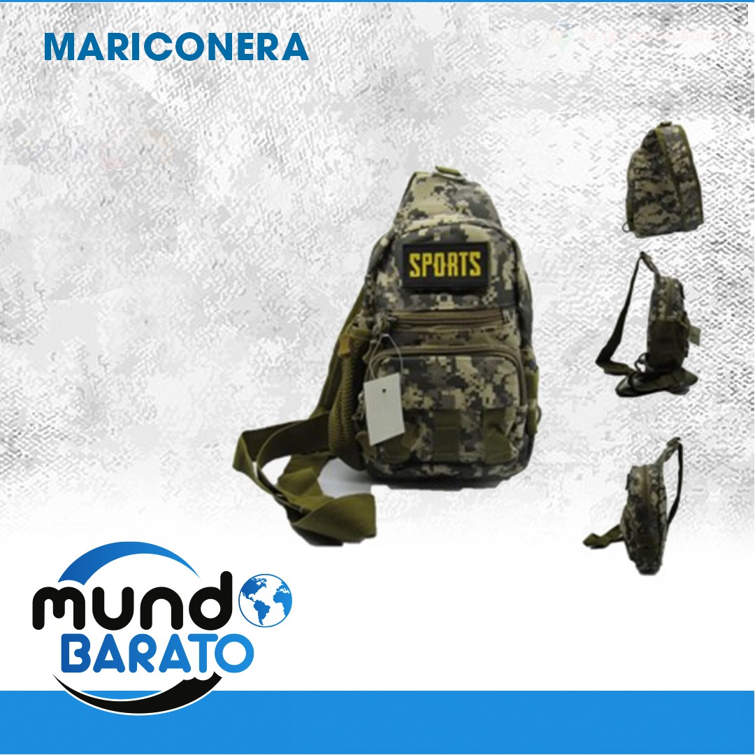 deportes - Mariconera Riñonera bulto morral mochila militar camuflaje y negra bolso cruzado