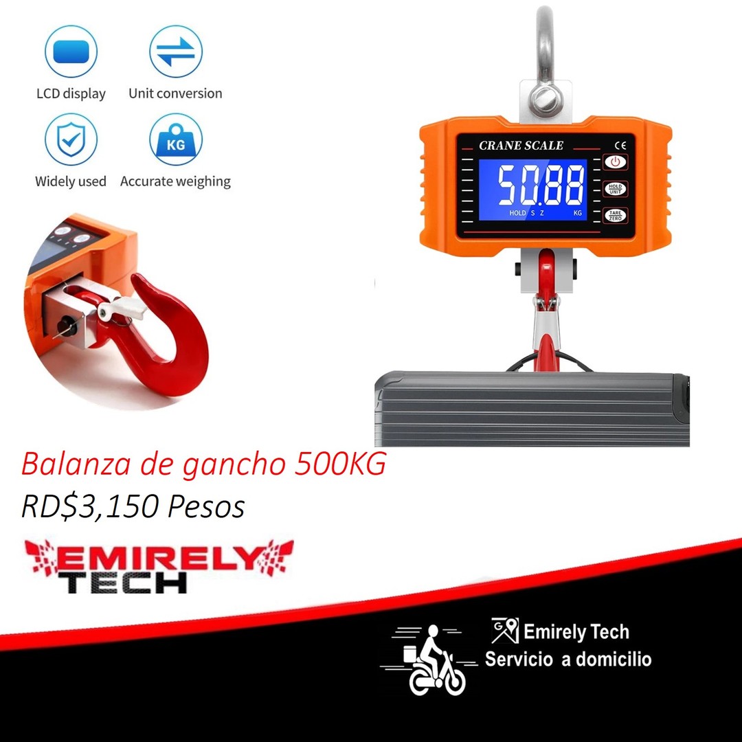 equipos profesionales - Balanza Digital Escala 500 Kg Peso gancho colgante Báscula Mini de grúa portatil