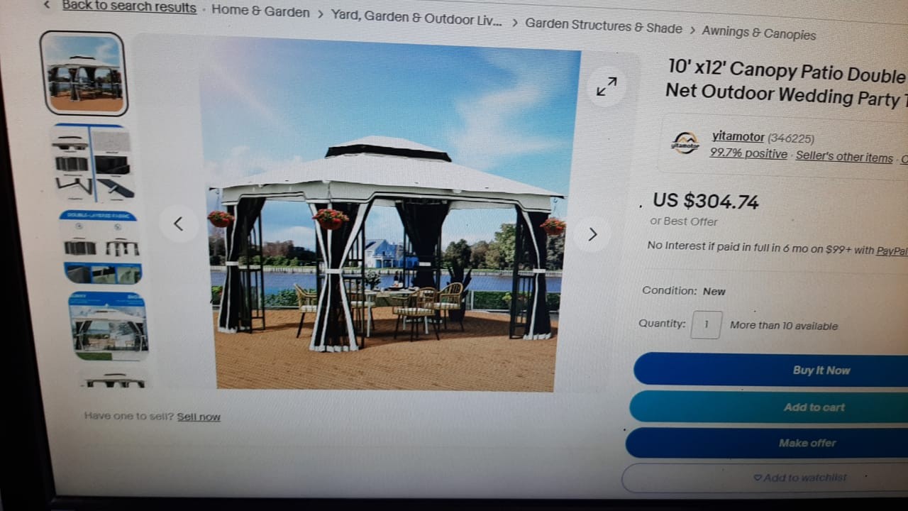 herramientas, jardines y exterior - SE VENDO GAZEBO DE METAL Y TELA , NUEVO CON SU MOSQUITERO Y CORTINAS LATERALES  5