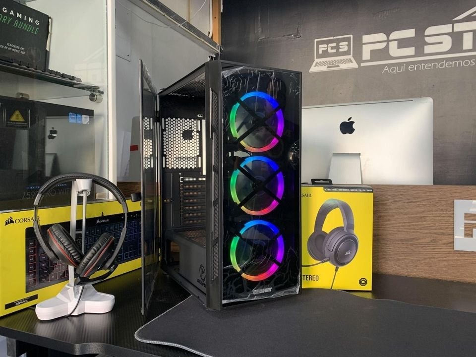 computadoras y laptops - CASE ATX GAMING INCLUYE 3 FANES RGB, CAPACIDAD PARA 8 ABANICOS