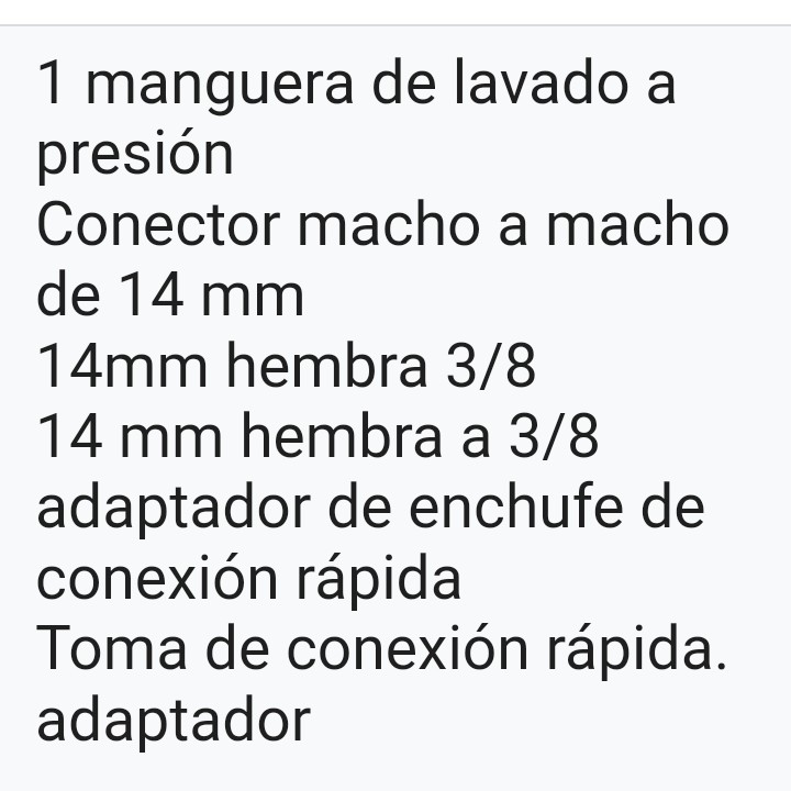 herramientas, jardines y exterior - manguera de lavado a presión.
conector macho de 14mm
hembra de 14mm a 3/8
