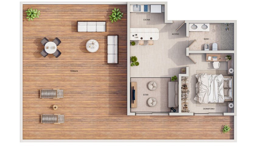 apartamentos - Proyecto en venta La Romana #23-155 un dormitorio, balcón, vista al mar.
 2