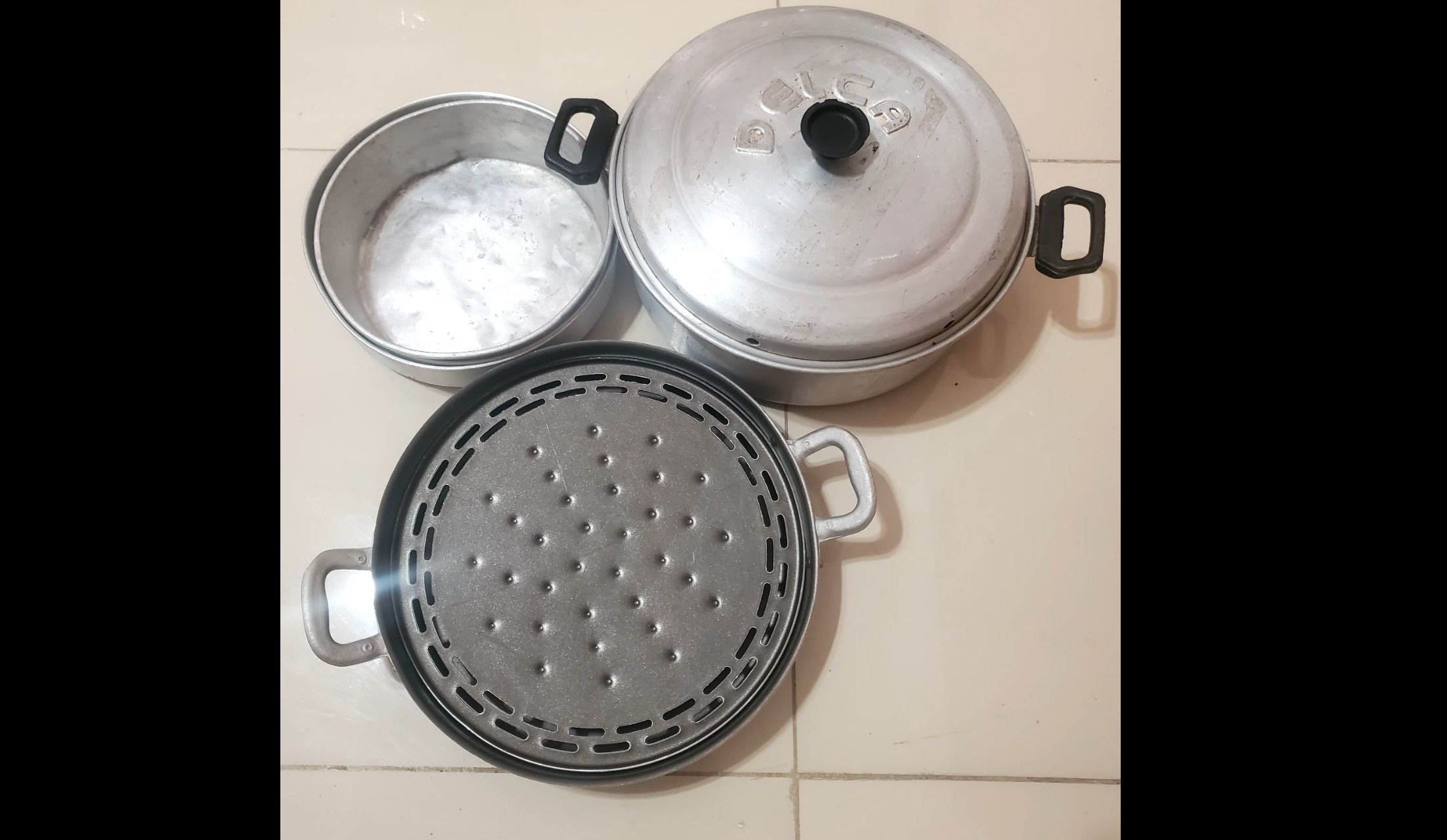 cocina - Olla horno y Asador de estufa + 3 Envases de alumi 0