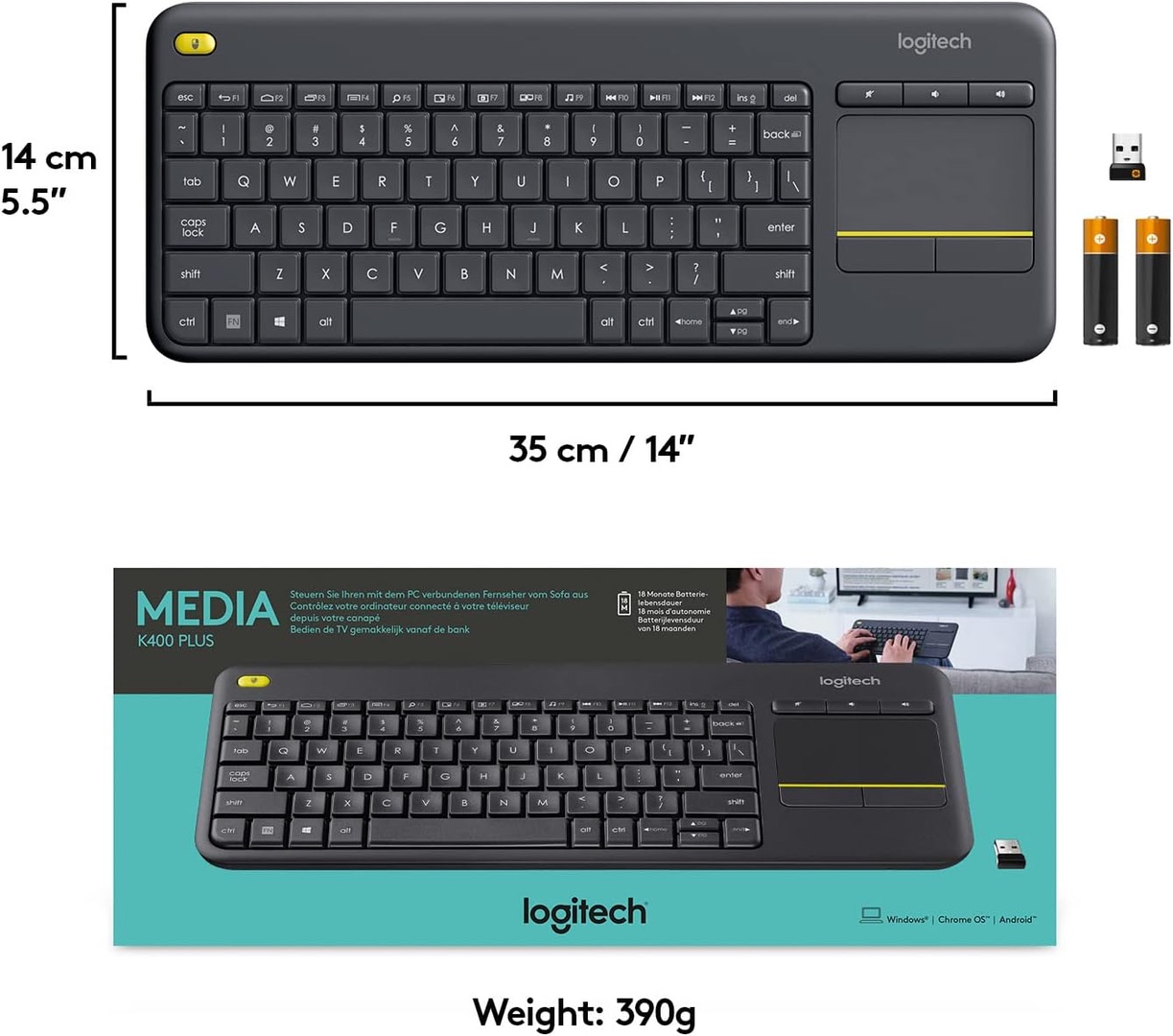 accesorios para electronica - TECLADO INALÁMBRICO CON TOUCHPAD LOGITECH K400 PLUS SMART TV 7