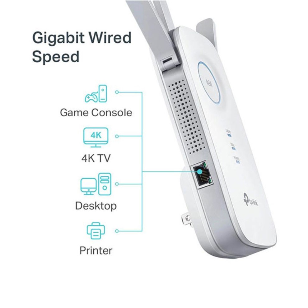 computadoras y laptops - REPETIDOR TP-LINK RE450, 2.4GHZ/450MBPS, 5GHZ/1300MBPS, 1 PUERTO GIGABIT LAN, 80 2