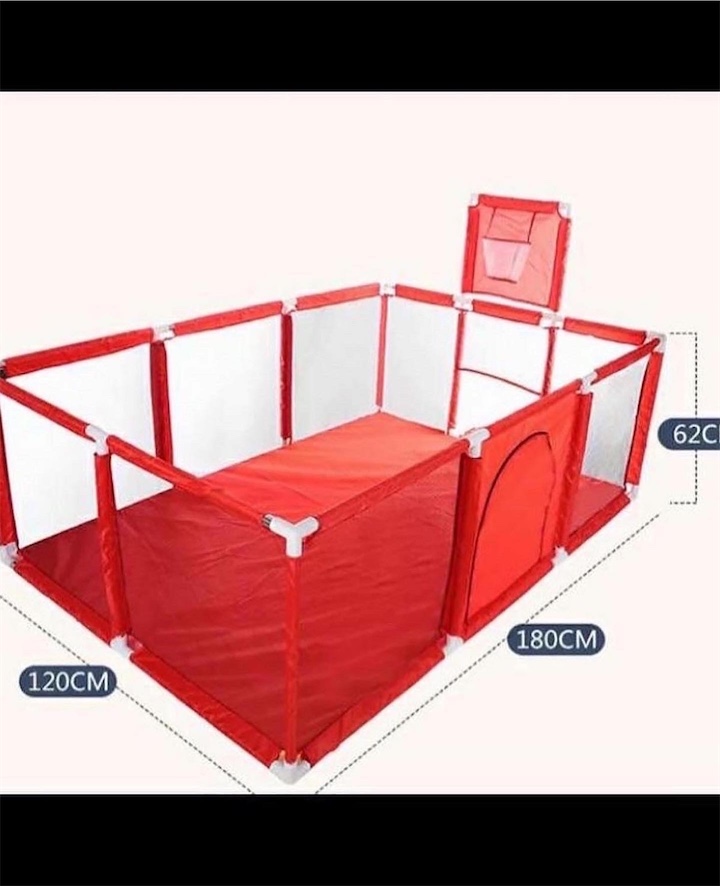 juguetes - Corral grande para bebes con aro de basket-arco de fútbol color rojo-azul Nuevo 