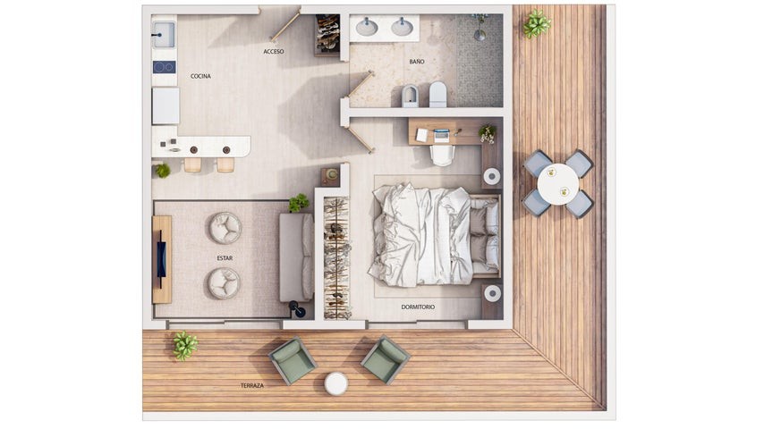 apartamentos - Proyecto en venta La Romana #23-155 un dormitorio, balcón, vista al mar.
 4