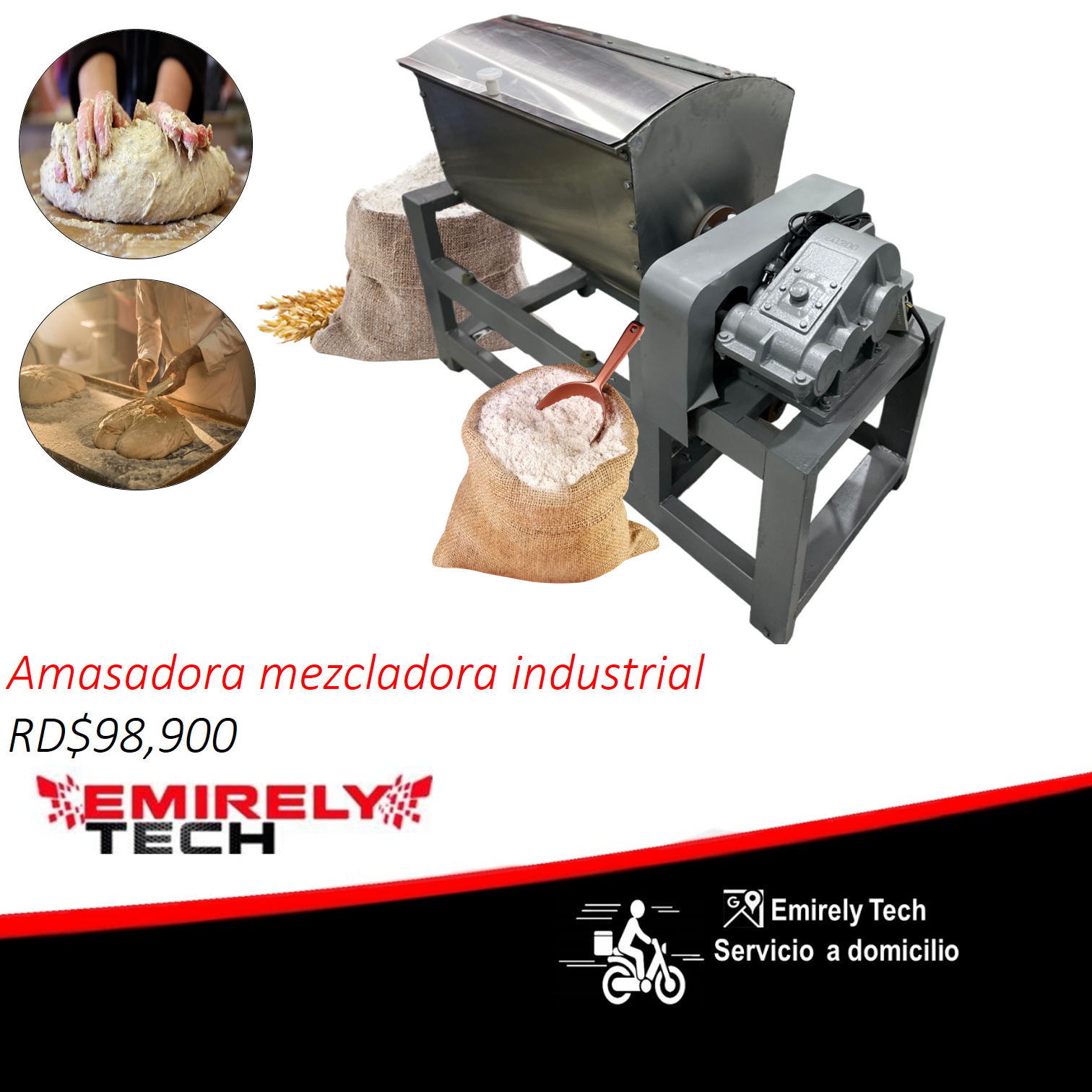 equipos profesionales - Amasadora mezcladora de masa industrial 120 libras