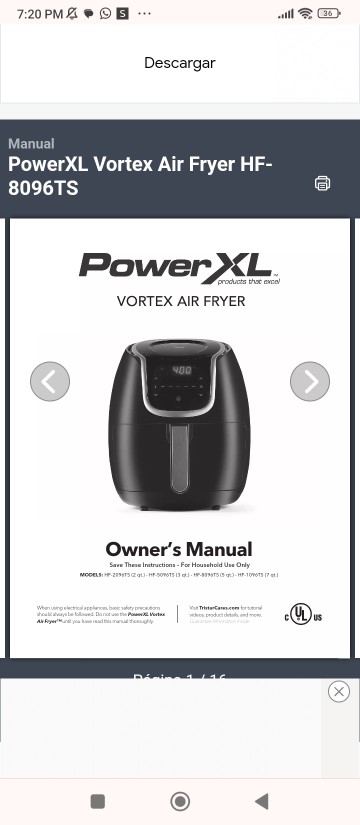 electrodomesticos - Freidora de aire digital  Power kL Vortex 
Airfryer 5QT 3