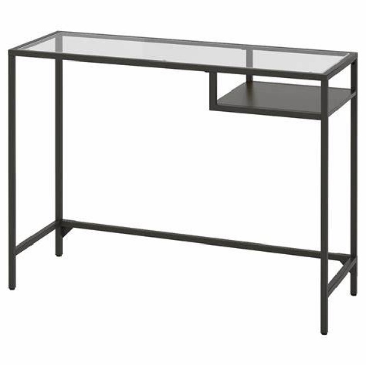 muebles y colchones - Escritorio IKEA de metal y cristal COMPACTO