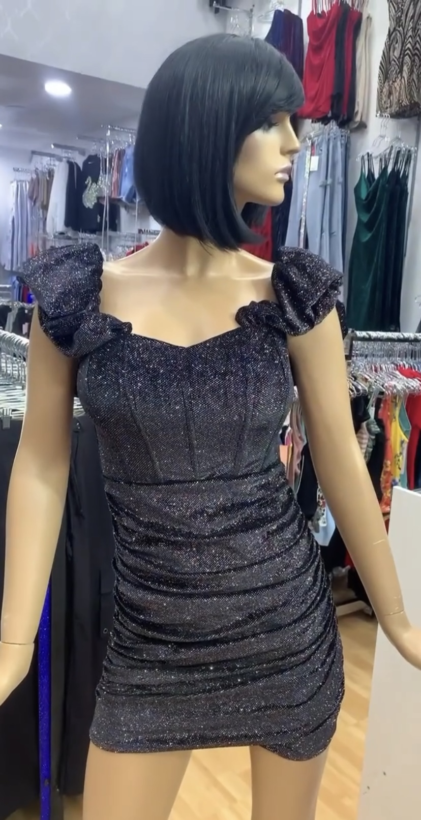 ropa para mujer - Vestido negro de brillo 