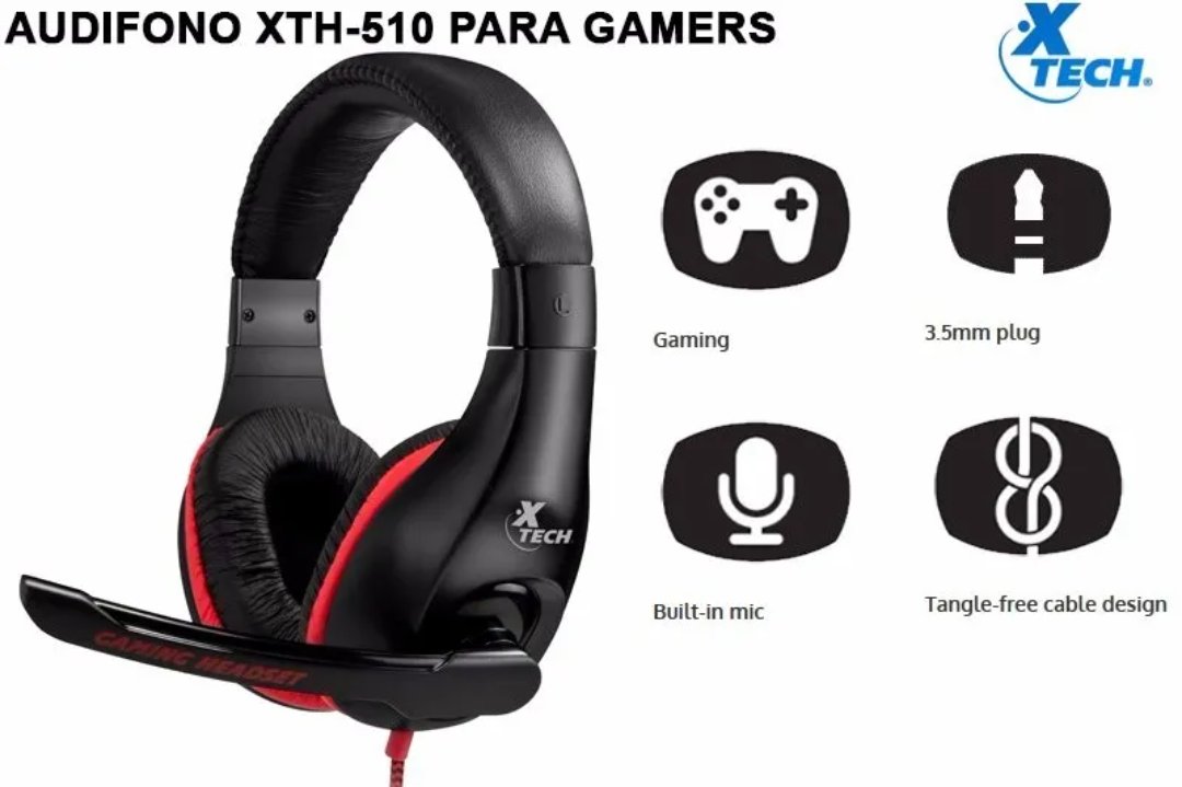 computadoras y laptops - AUDIFONO CON MICROFONO XTECH, GAMING 3.5MM, XTH-510 