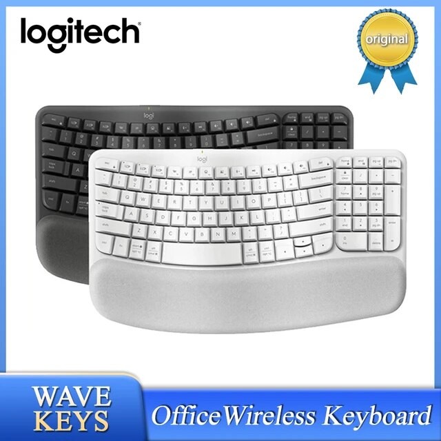 computadoras y laptops - TECLADO MOUSE LOGITECH WAVE KEYS, ERGONOMICO, USB WIRELESS RECEIVER 2.4GHZ WIREL