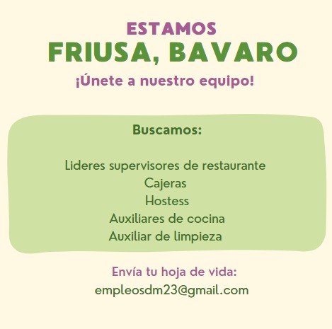 empleos disponibles - PERSONAL DE RESTAURANTE Friusa, Bavaro, PUNTA CANA