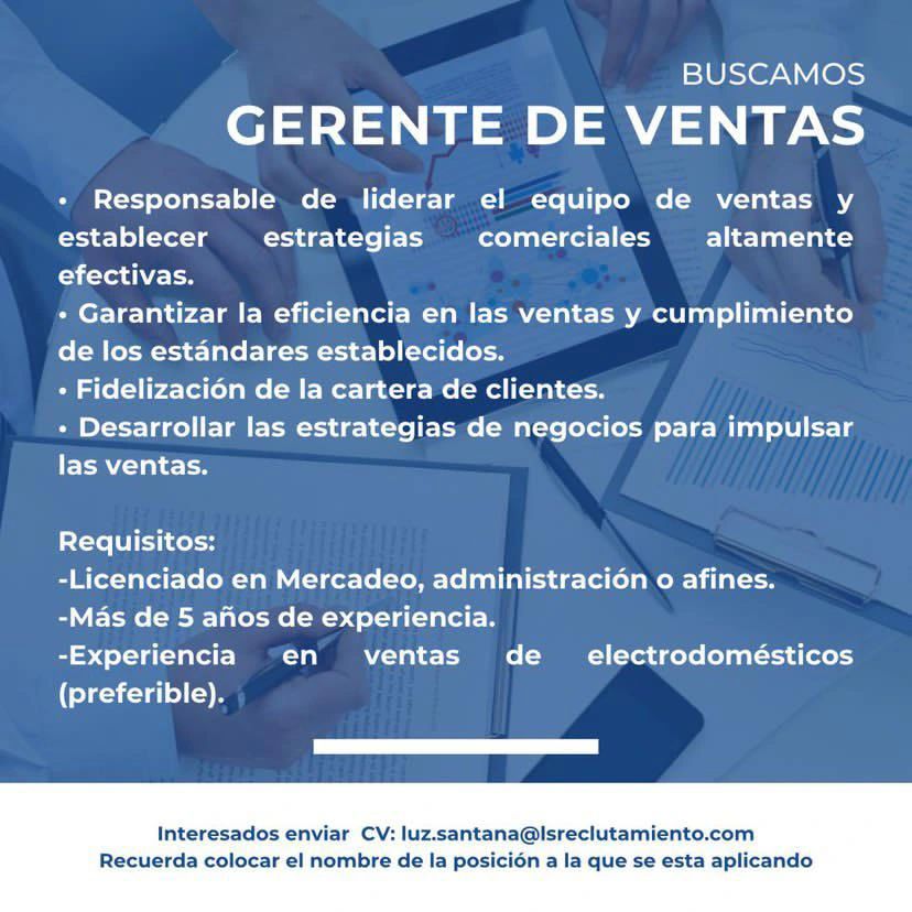 empleos disponibles - Gerente de Ventas