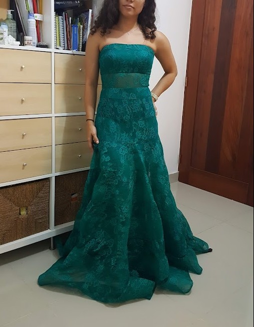 zapatos para mujer - Vestido largo de gala verde