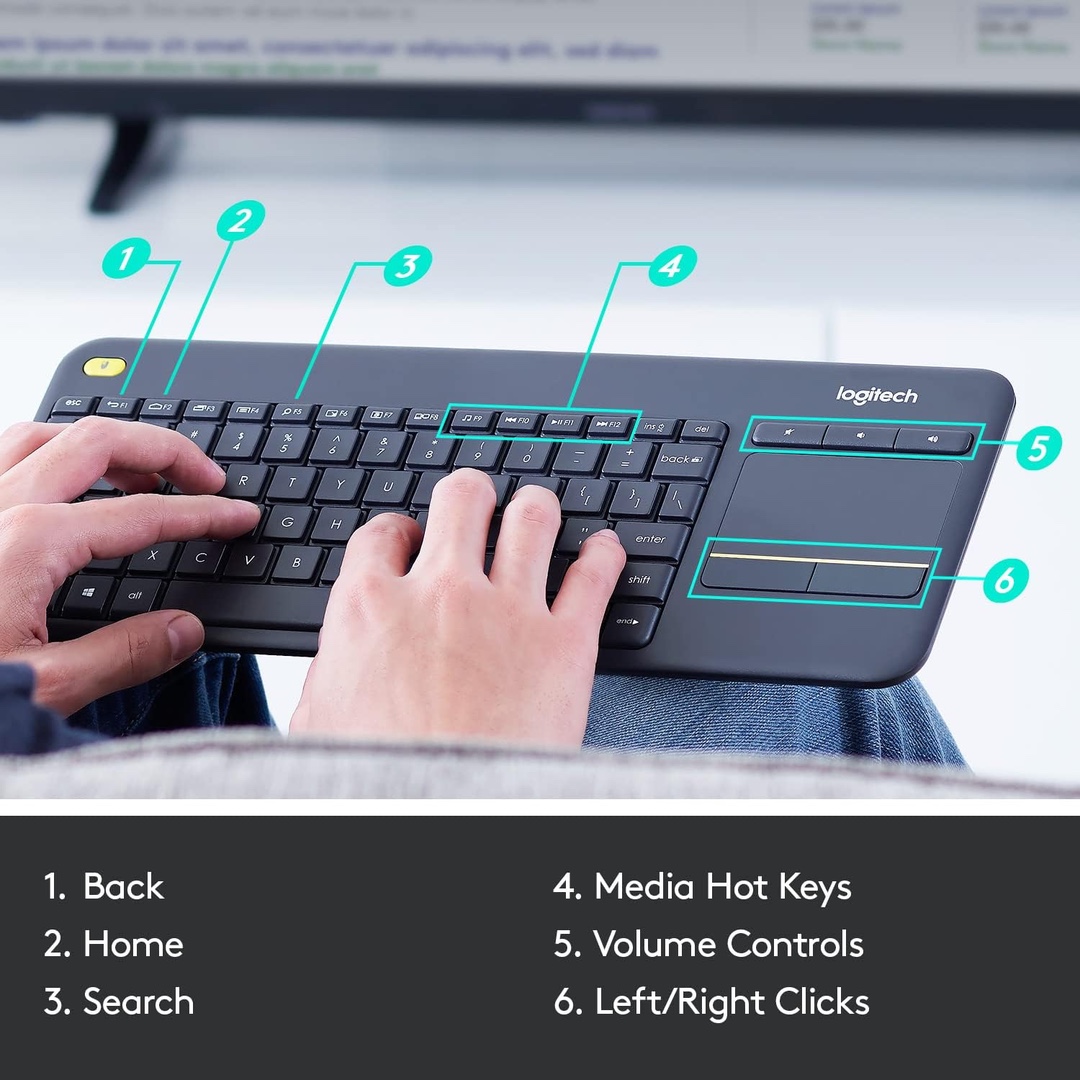 accesorios para electronica - TECLADO INALÁMBRICO CON TOUCHPAD LOGITECH K400 PLUS SMART TV 5