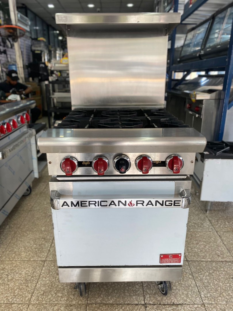 equipos profesionales - Estufa American Range de 4 Hornillas con Horno  1