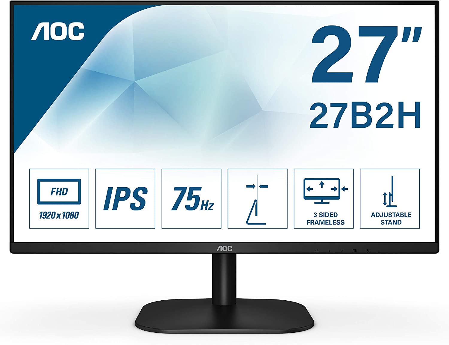 computadoras y laptops - MONITOR AOC 27 PULGDAS  IPS 1920X1080 75HZ, 16:9, VGA, HDMI 1.4, HEADPHONES 3.5