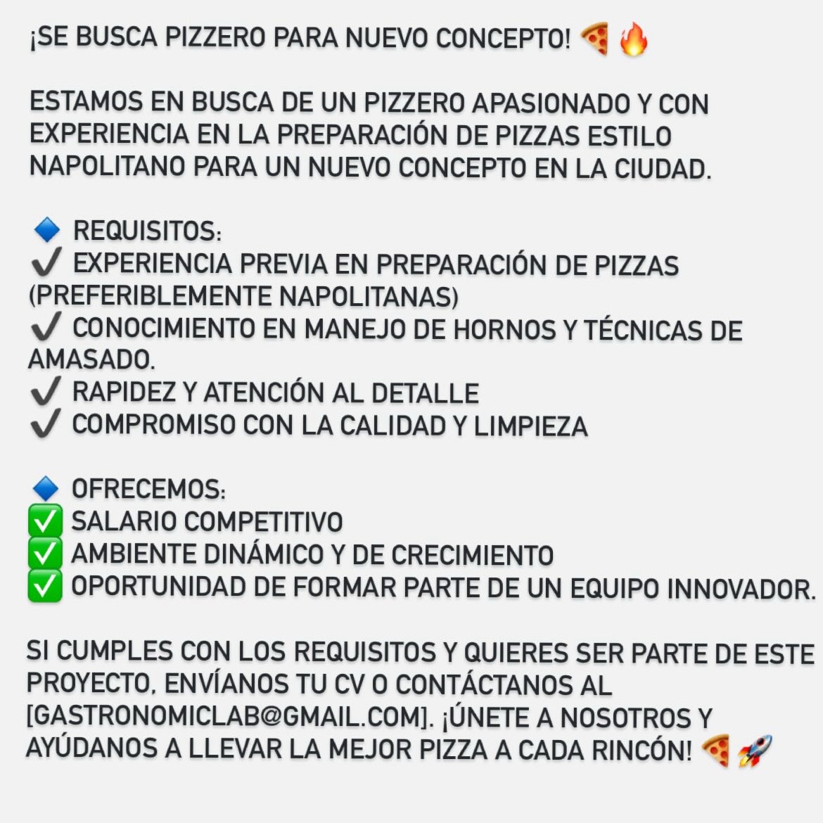 empleos disponibles - BUSCAMOS PIZZERO