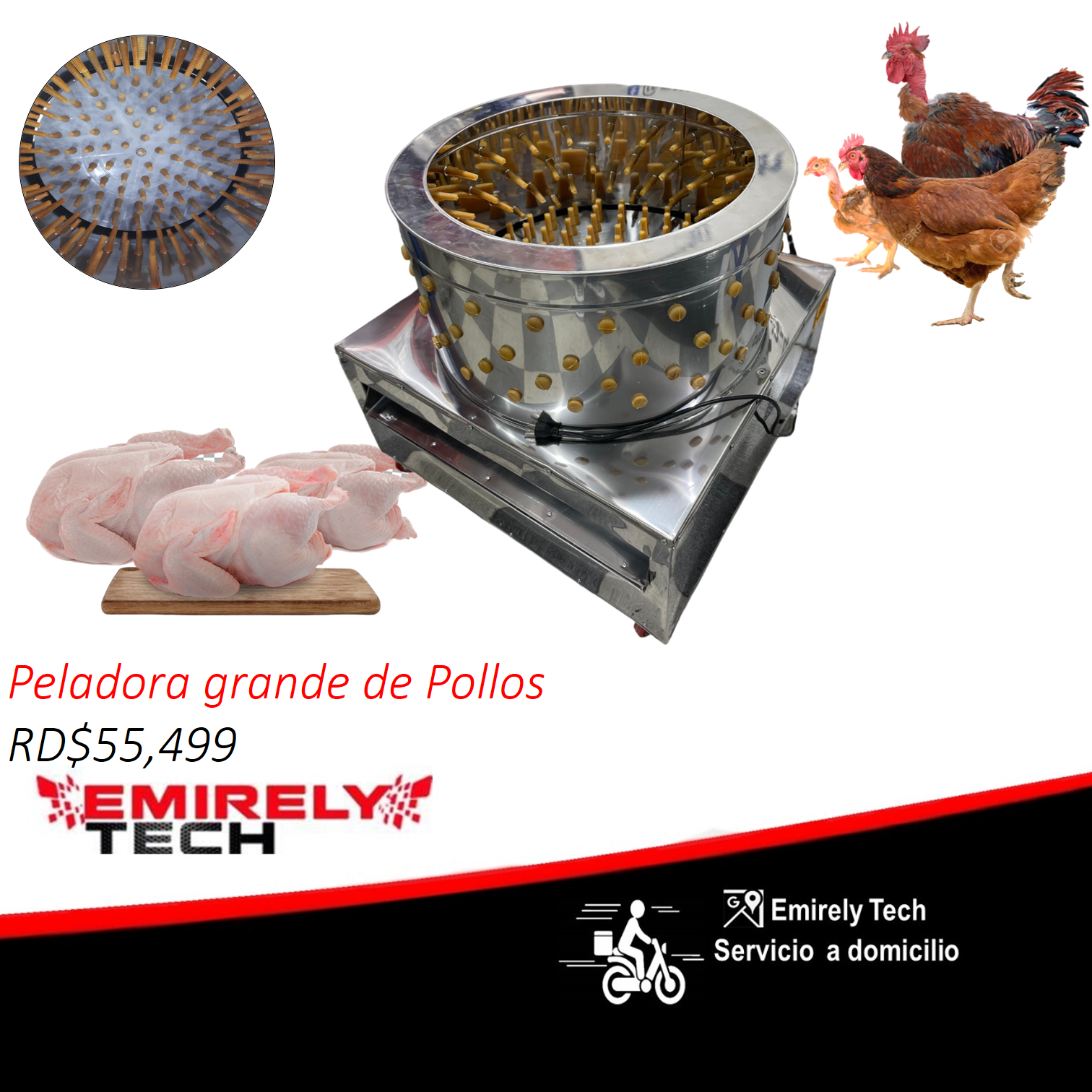 equipos profesionales - Peladora de pollos industrial desplumadora de aves