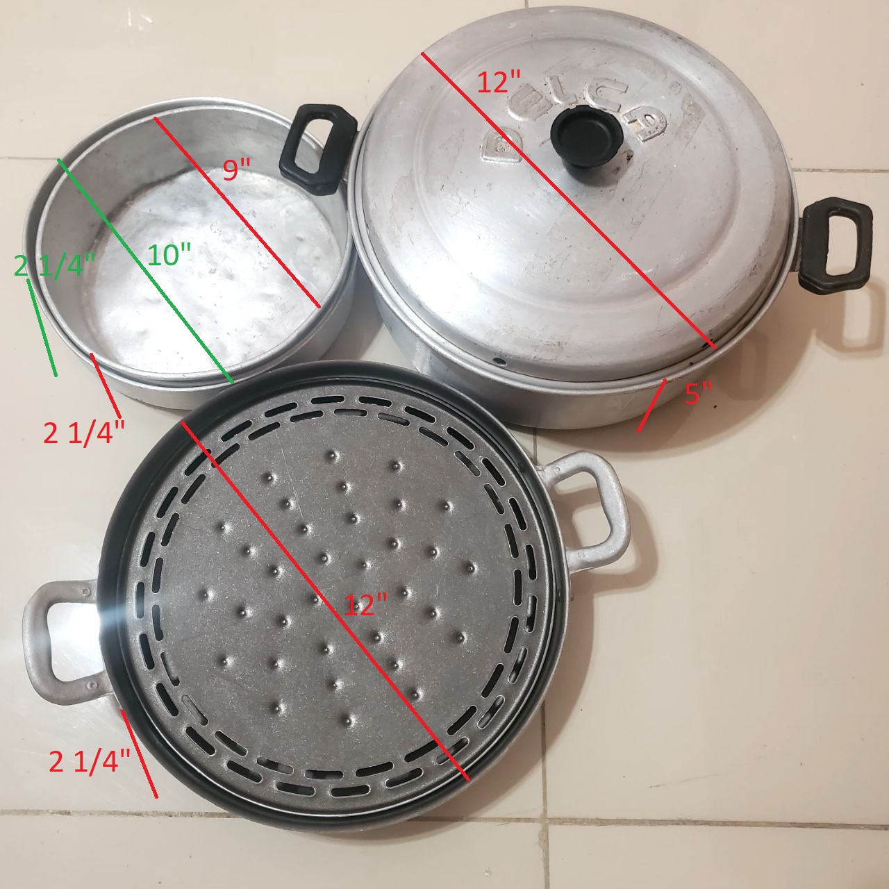 cocina - Olla horno y Asador de estufa + 3 Envases de alumi 4