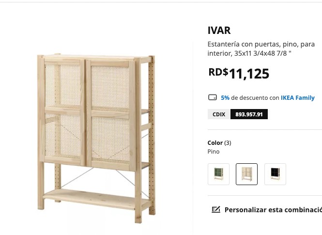 muebles y colchones - Ikea -IVAR Estantería con puerta de pino, para interior, 35x11 3/4x48 7/8 "