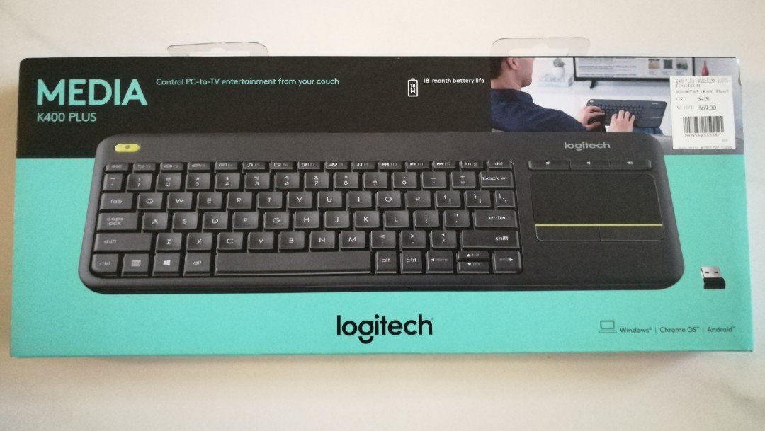 computadoras y laptops - TTECLADO Y TOUCHPAD LOGITECH K400 PLUS USB WIRELESS RECEIVER 2.4GHZ WIRELESS, ES