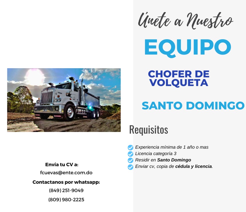 empleos disponibles - CHOFER DE VOLQUETA