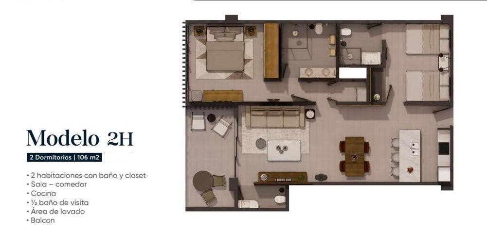 apartamentos - Proyecto en venta Punta Cana #24-395 dos dormitorios, balcón, BBQ, piscina, Gym
 9