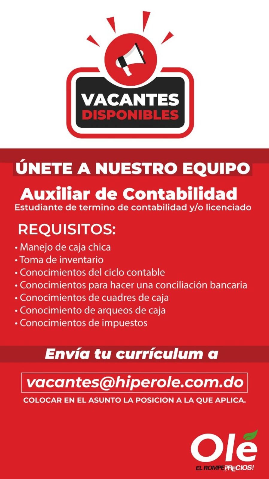 empleos disponibles - Auxiliar de Contabilidad