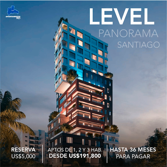 apartamentos - Lujosa torre en Santiago LEVEL PANORAMA apartamentos desde USD $191,800.  2