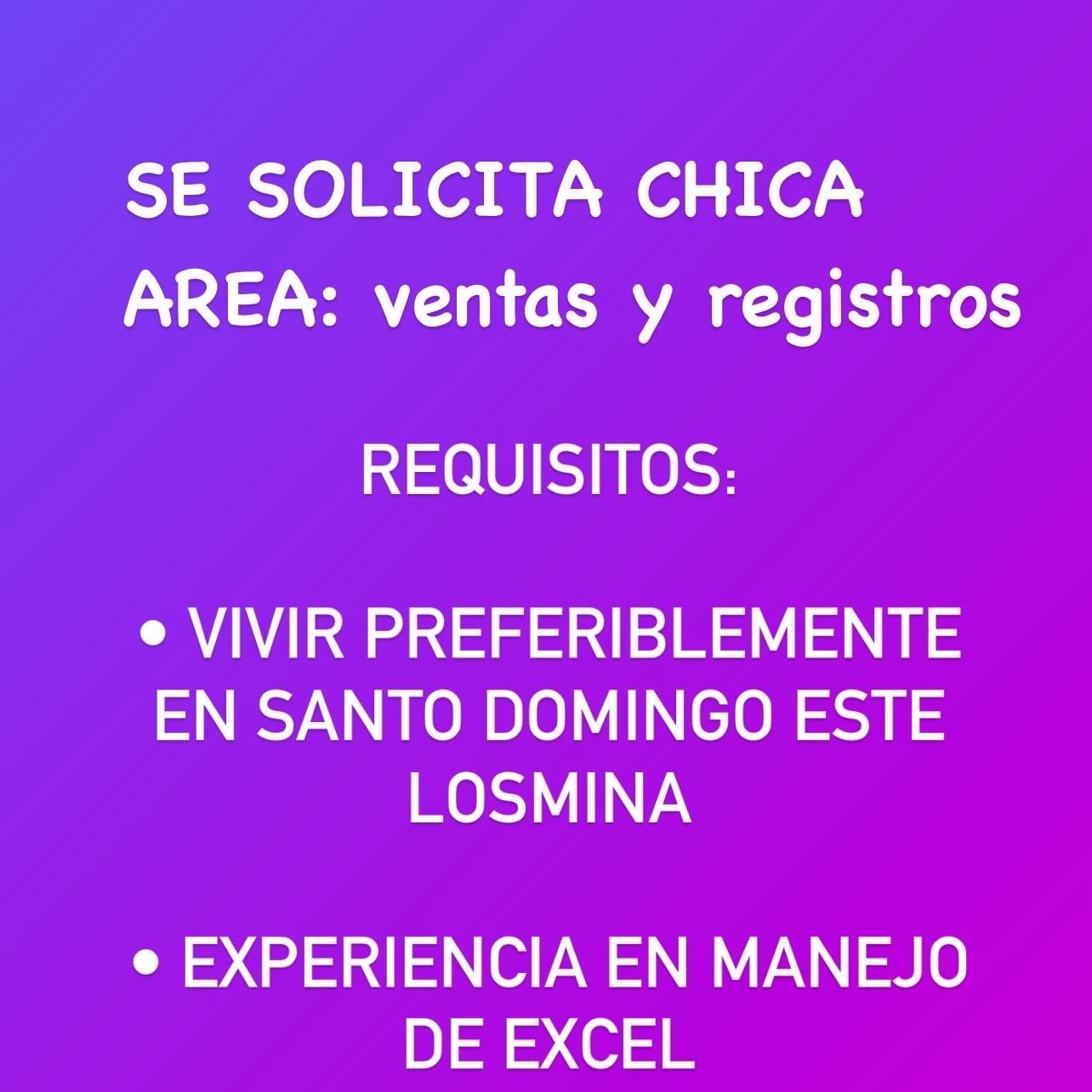 empleos disponibles - se solicita personal femenino para ventas. 