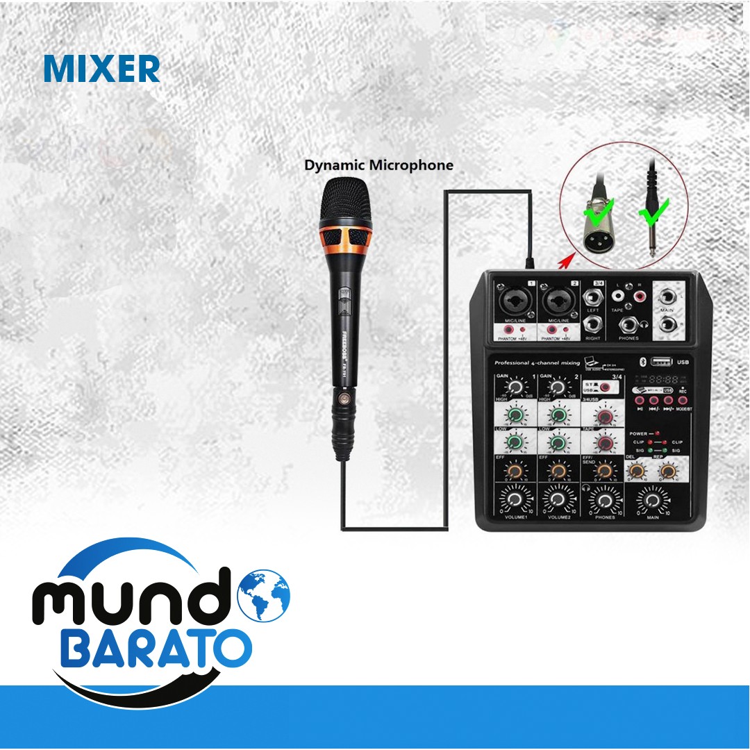 camaras y audio - MEZCLADOR DE AUDIO DE 4 CANALES MIXER USB PORTATIL