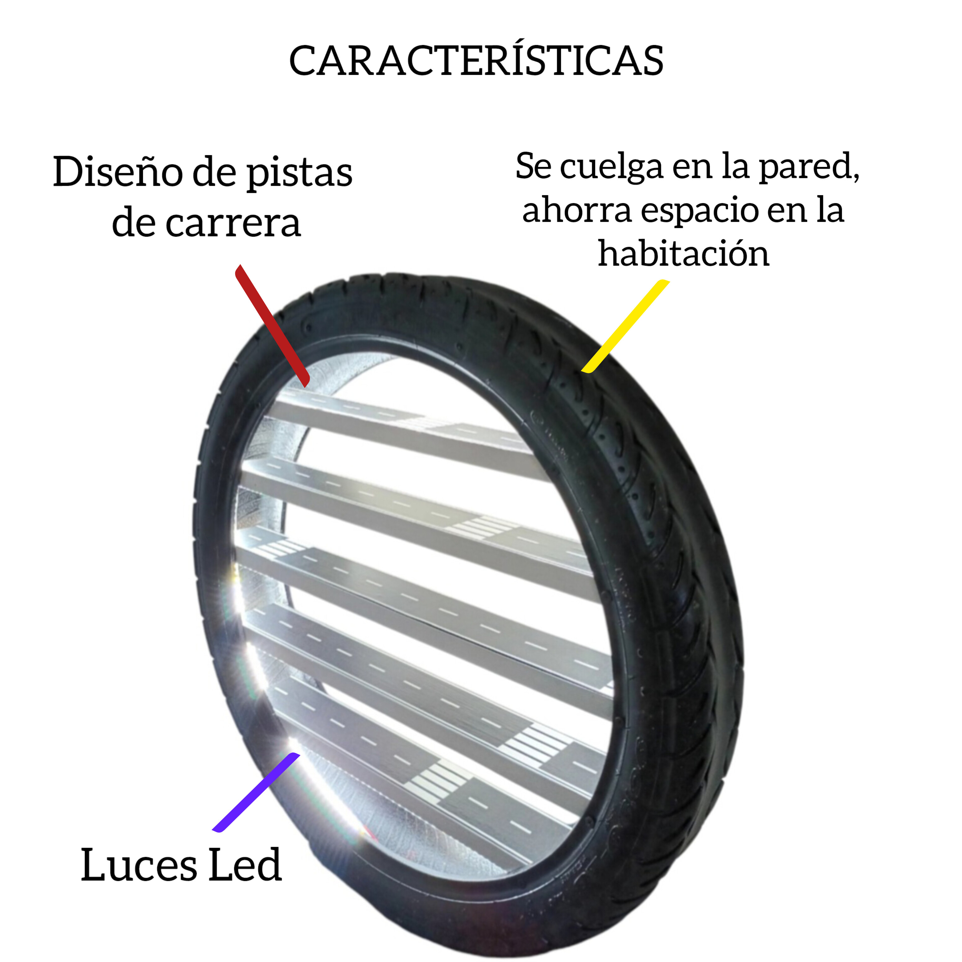 juguetes - REPISA PARA MINI AUTOS (con luces Led)
CON LLANTAS RECICLADAS. 3